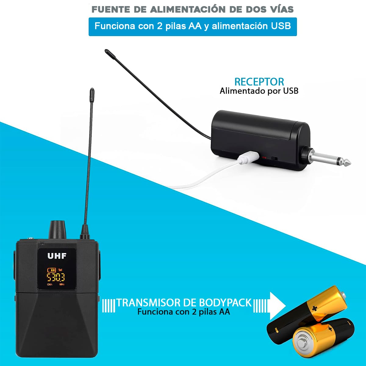 Miniatura 6 de Micrófonos Inalámbricos Dual UHF DX-200H